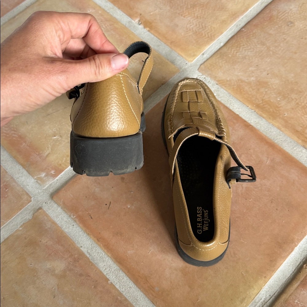 G.H. Bass & Co. Tan Leather Woven Strap Loafers - Picture 4 of 5